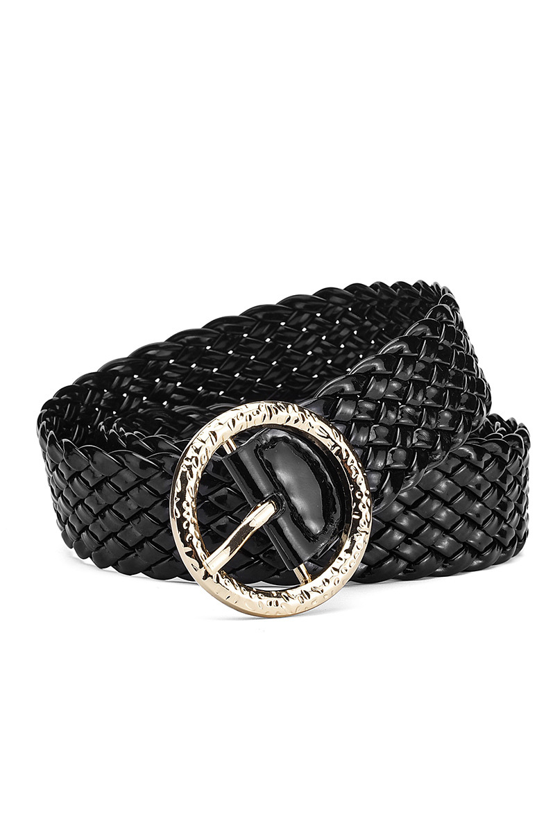 Versatile Women's Patent Leather Belt With Round Buckle