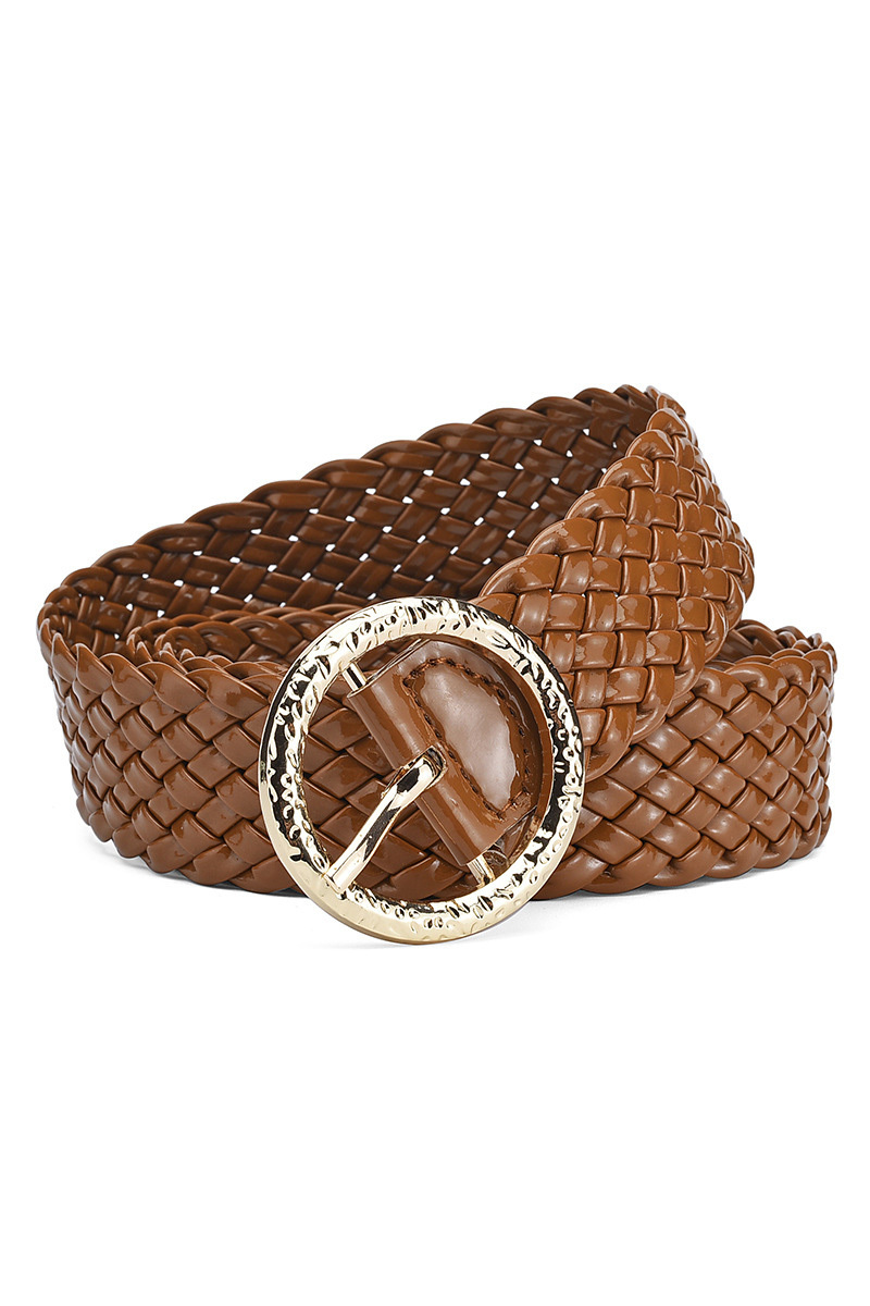 Versatile Women's Patent Leather Belt With Round Buckle