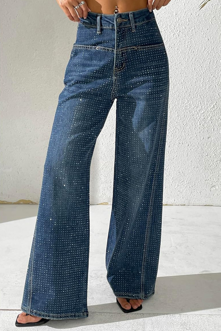 Women's Y2k Rhinestone Wide-Leg Jeans