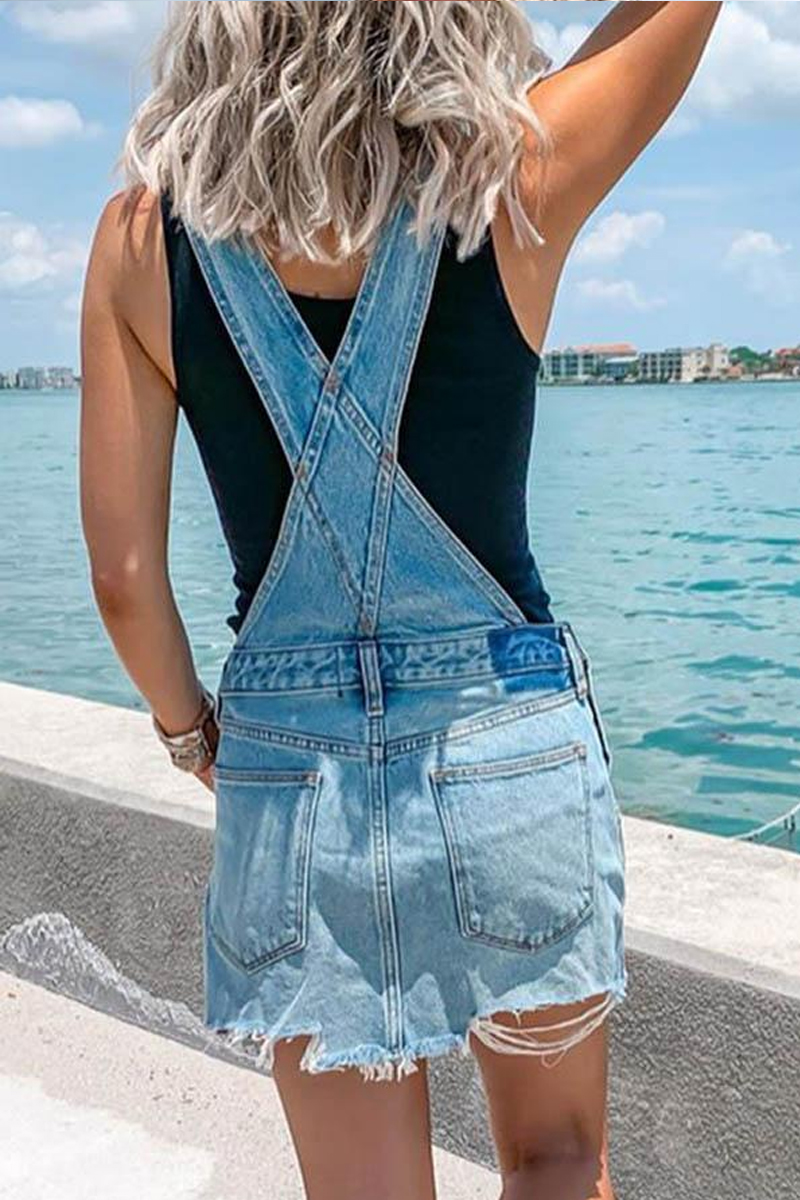 Women's Casual Adjustable Buckle Denim Strap Skirt