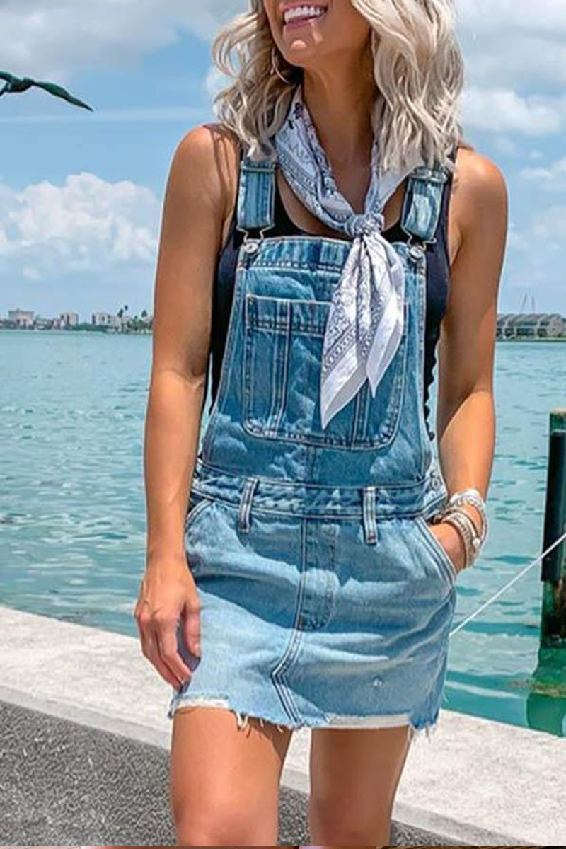 Women's Casual Adjustable Buckle Denim Strap Skirt