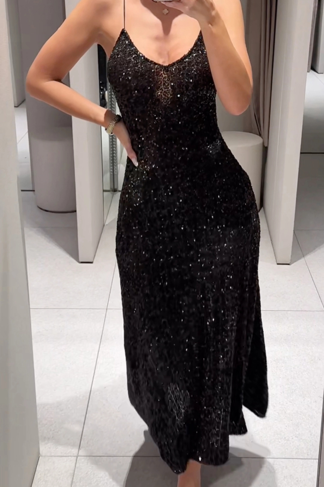 Women's Casual Rhinestone Embellished Long Strappy Dress