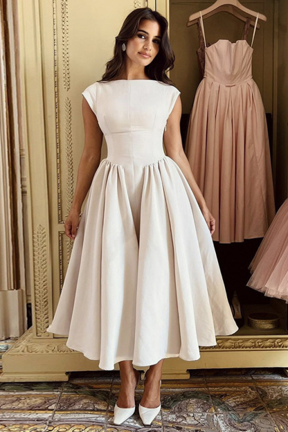 Women's Spring And Autumn New Style Elegant Backless Waist Cinched Mid Length Dress