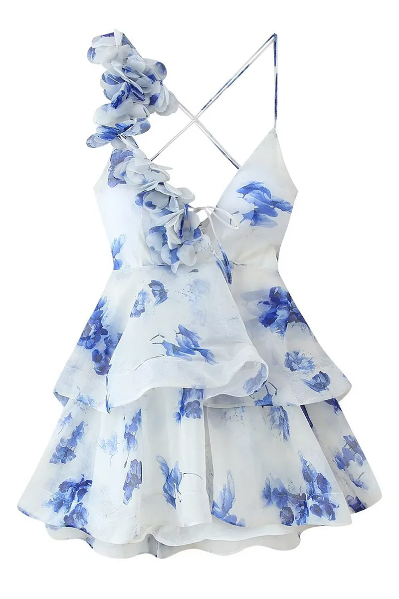 Women's Explosive V-Neck Flower Tender Dress Dress