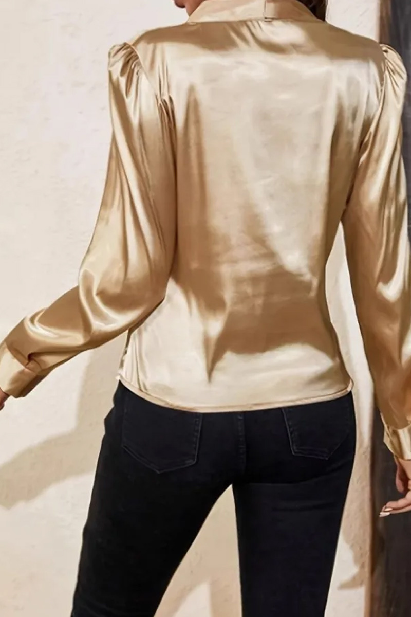 Fashionable Cross V-Neck Bubble Sleeve Long Sleeved Women's Shirt For Spring And Autumn, New Pleated Slim Fit Temperament, Women's Office Top 2026