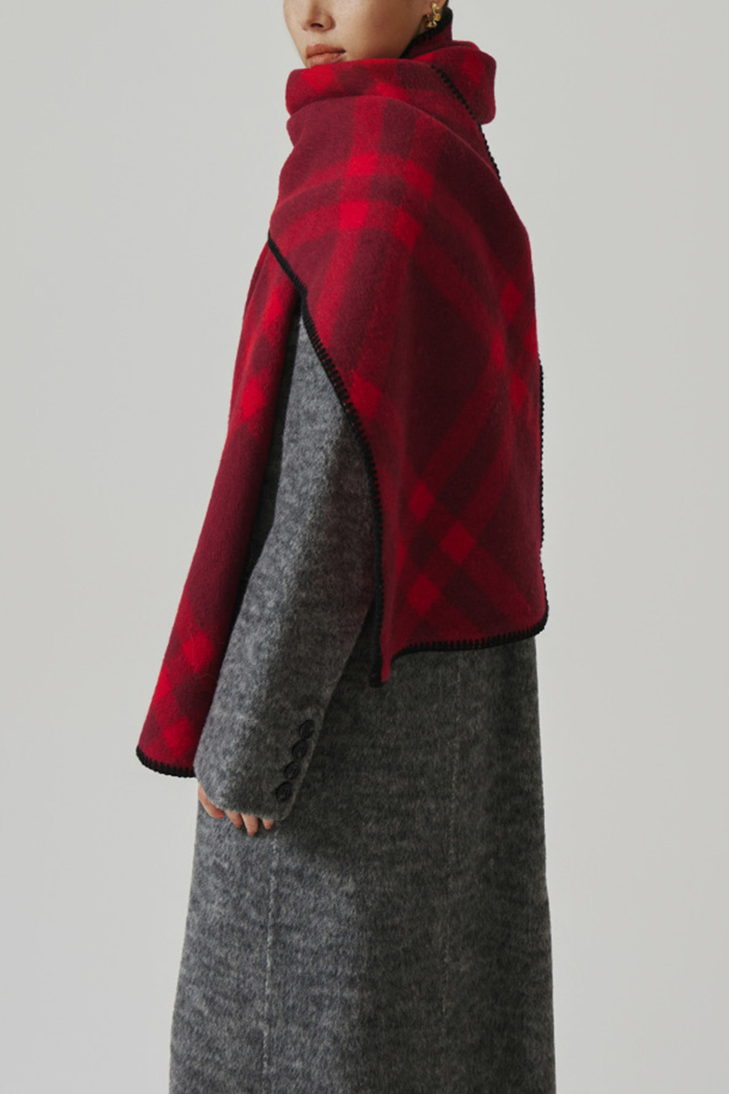 Women's Reversible Check Insulated Convertible Shawl & Scarf