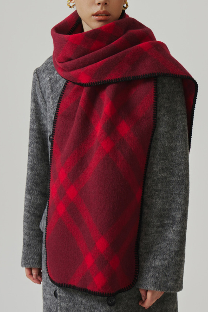 Women's Reversible Check Insulated Convertible Shawl & Scarf