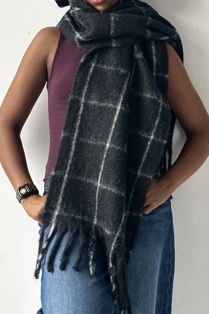 Women's Solid-Colored Fringe Shawl Scarf