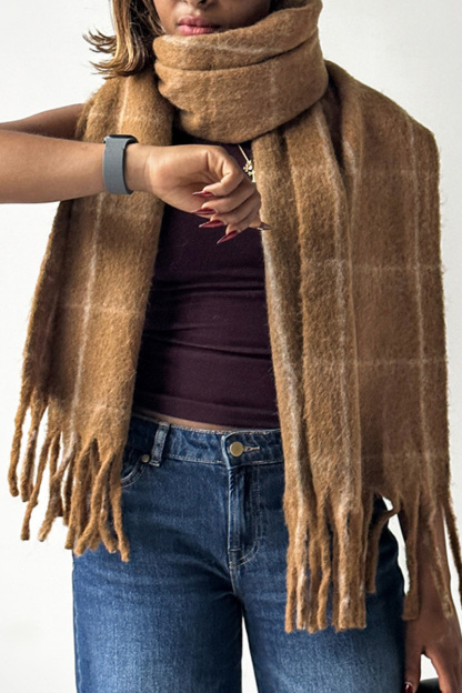 Women's Solid-Colored Fringe Shawl Scarf