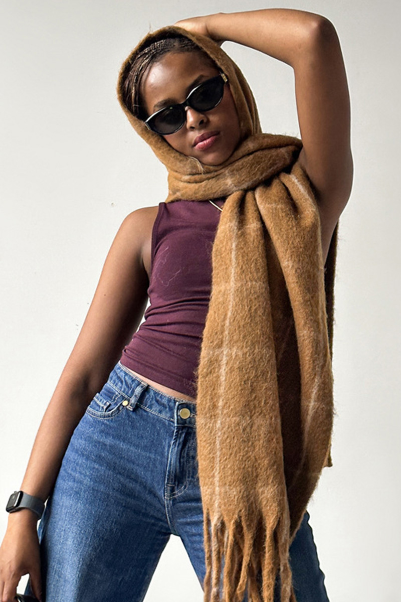 Women's Solid-Colored Fringe Shawl Scarf