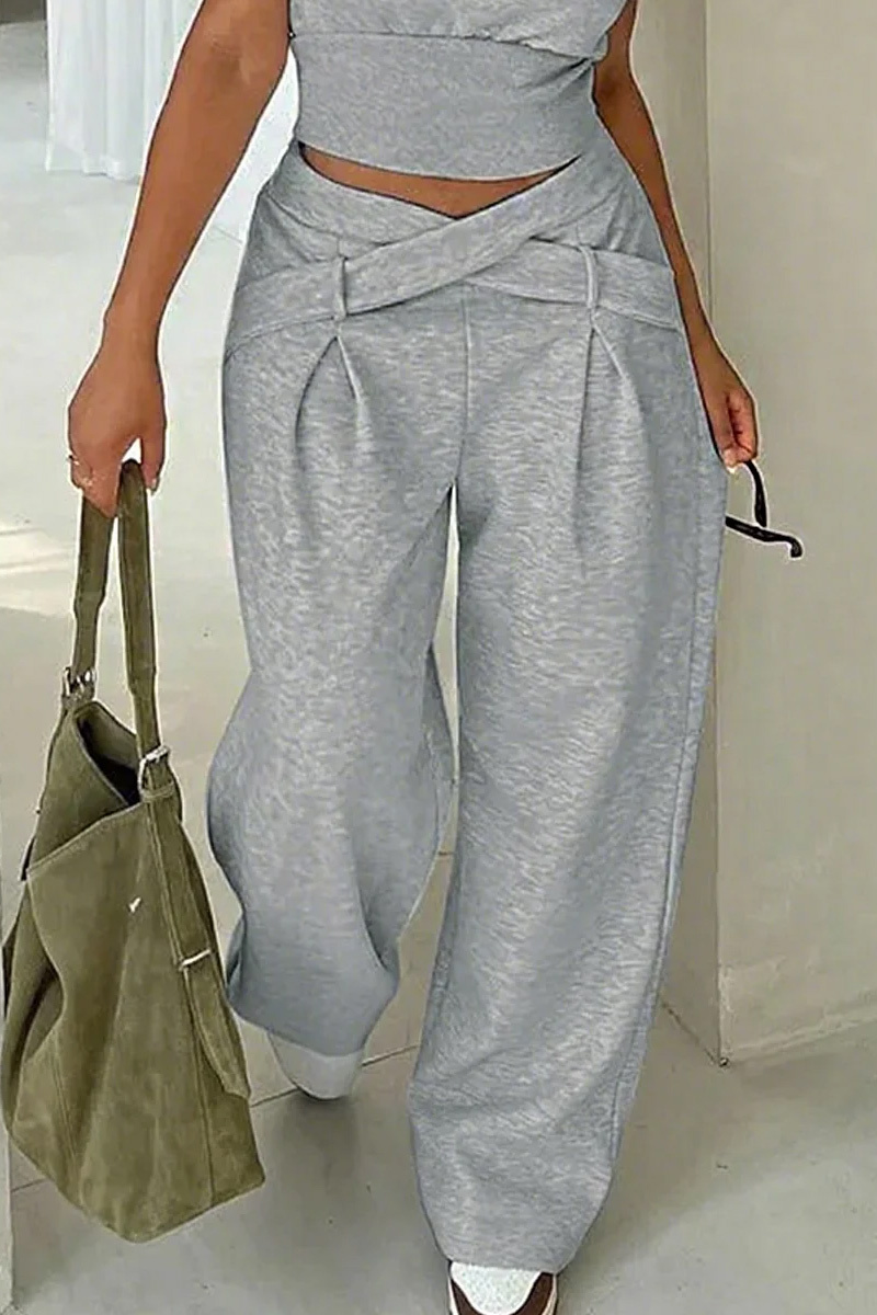 Women's Casual Solid Color Pocket Cross Fashion Pants