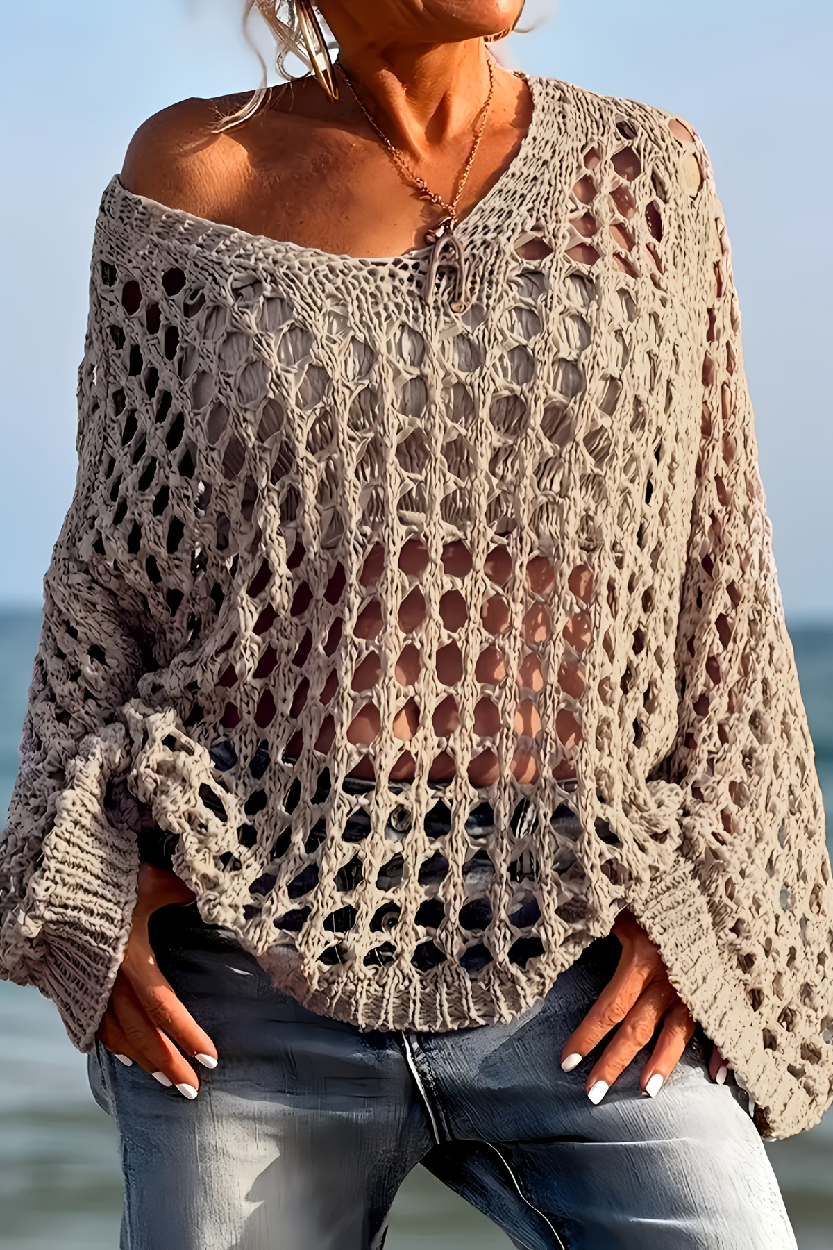 Women's Casual Openwork Top