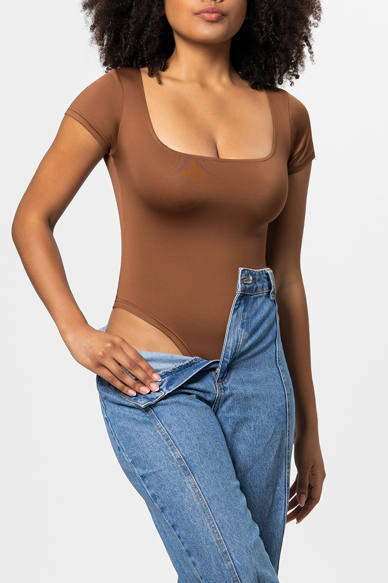 Women's Short Sleeve Slim-Fit Bodysuit
