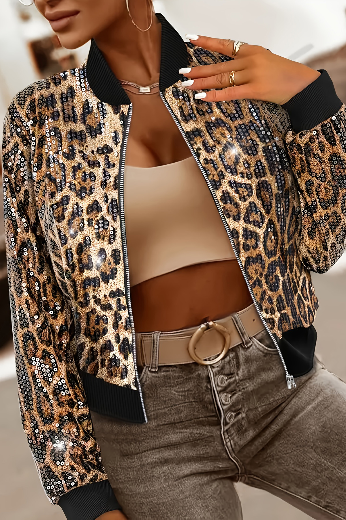 Women's Casual Sequined Jacket Top