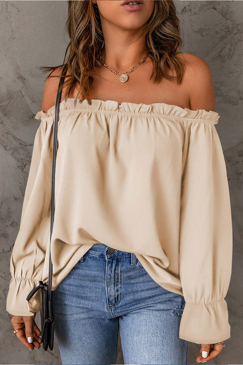 Women's Off-Shoulder Flounce Sleeve Top