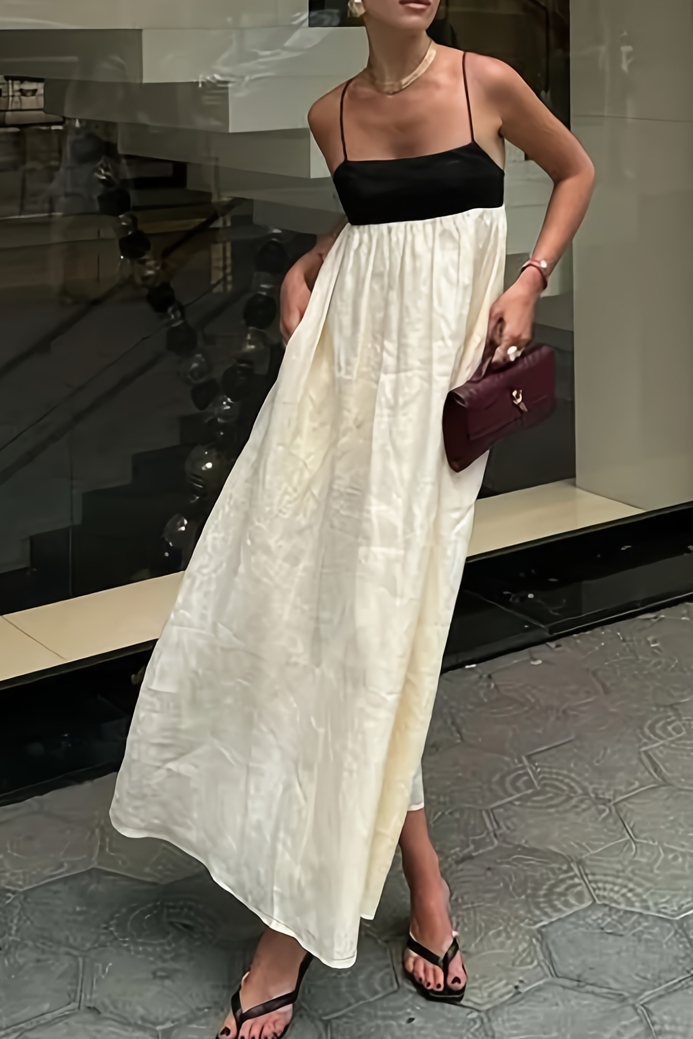 Women's Elegant Color Block Long Dress