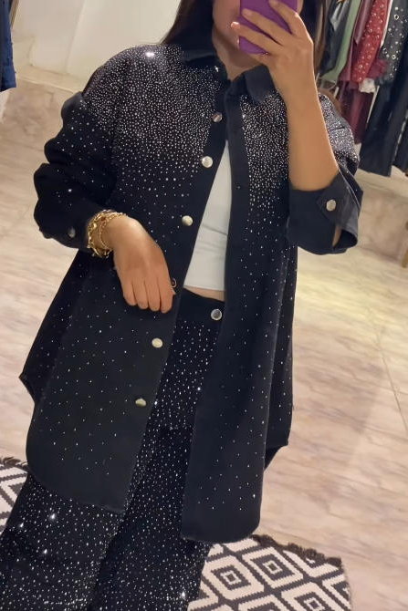 Women's Casual Gradient Rhinestone Jacket