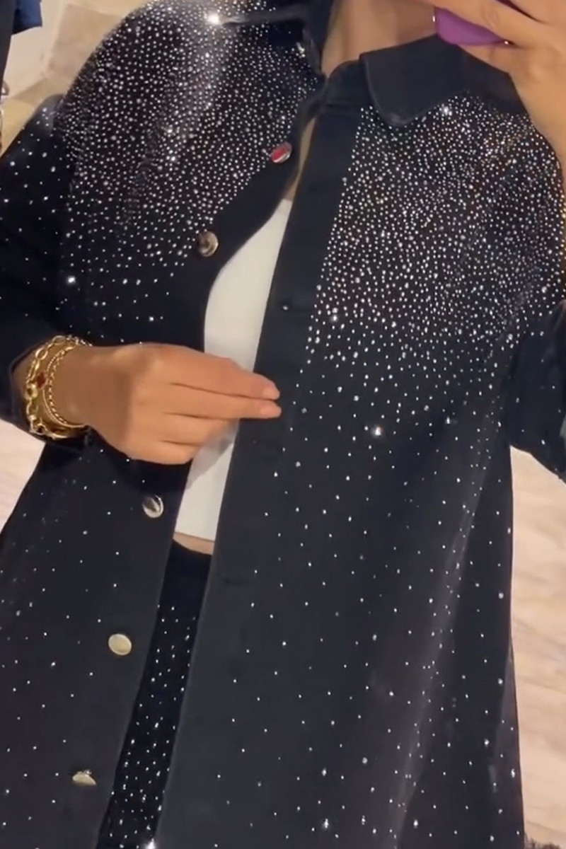 Women's Casual Gradient Rhinestone Jacket