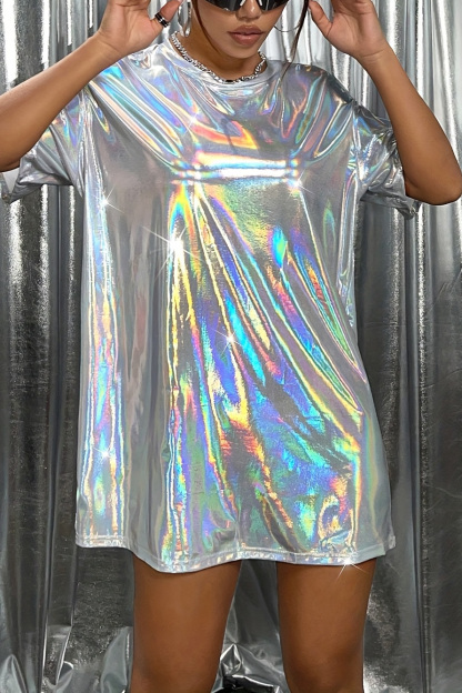 Women's Casual Loose Fitting Shiny T Shirt Dress