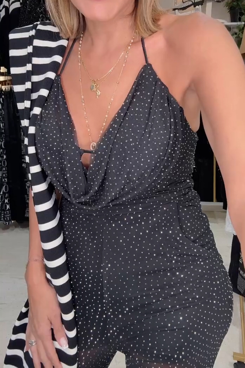 Women's Elegant Halter Rhinestone Jumpsuit