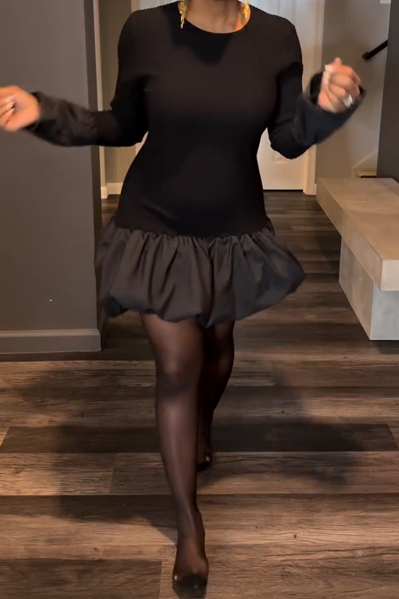 Women's Elegant Stretch Balloon Hem Mini Dress