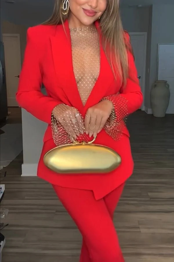 Women's Elegant Suit Jacket＆Loose Fitting Trousers