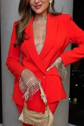 Women's Elegant Suit Jacket＆Loose Fitting Trousers