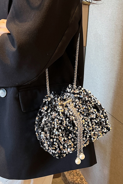 Women's Fashion Statement Sequin Crossbody Evening Bag