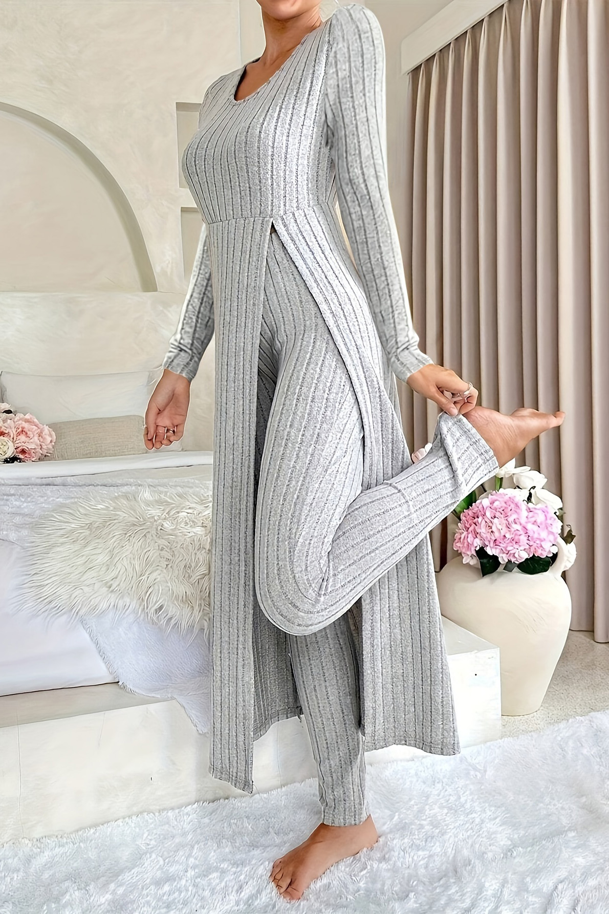 Women's Casual Long Sleeved Top＆Tight Fitting Trousers