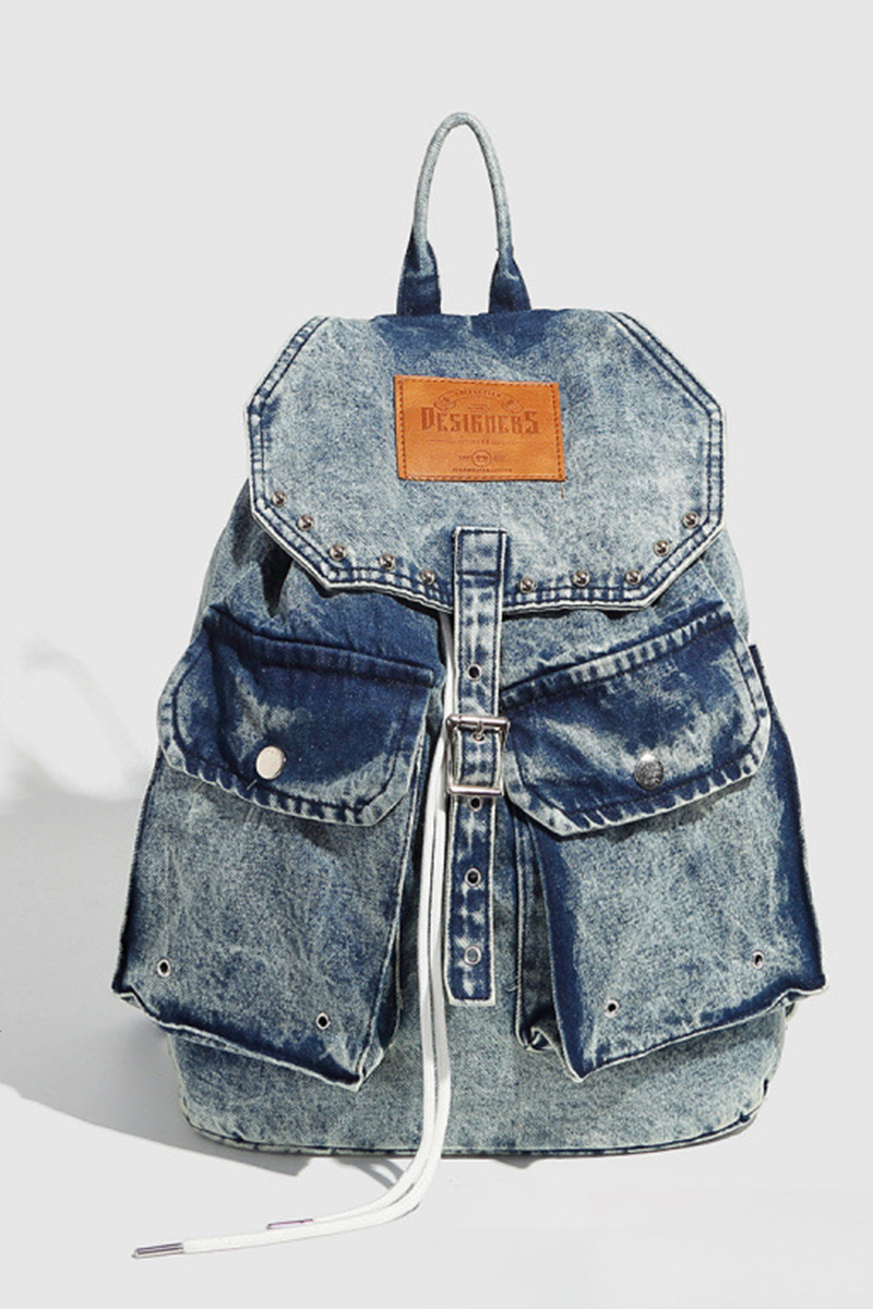 Women's Fashion Washed Denim Backpack