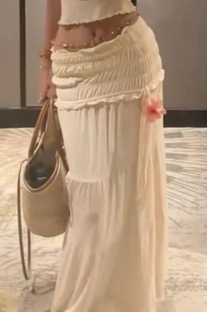 Elegant Women's Pleated Top & Pleated  Tie Waist Long Dress