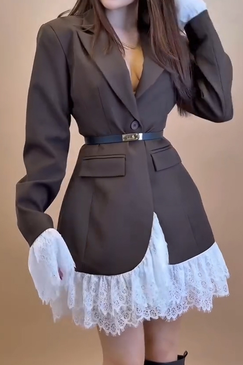 Women's Fashion Lace Patchwork Two-Way Blazer / Mini Dress