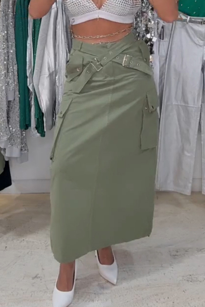 Women's Casual Cargo Pocket Skirt