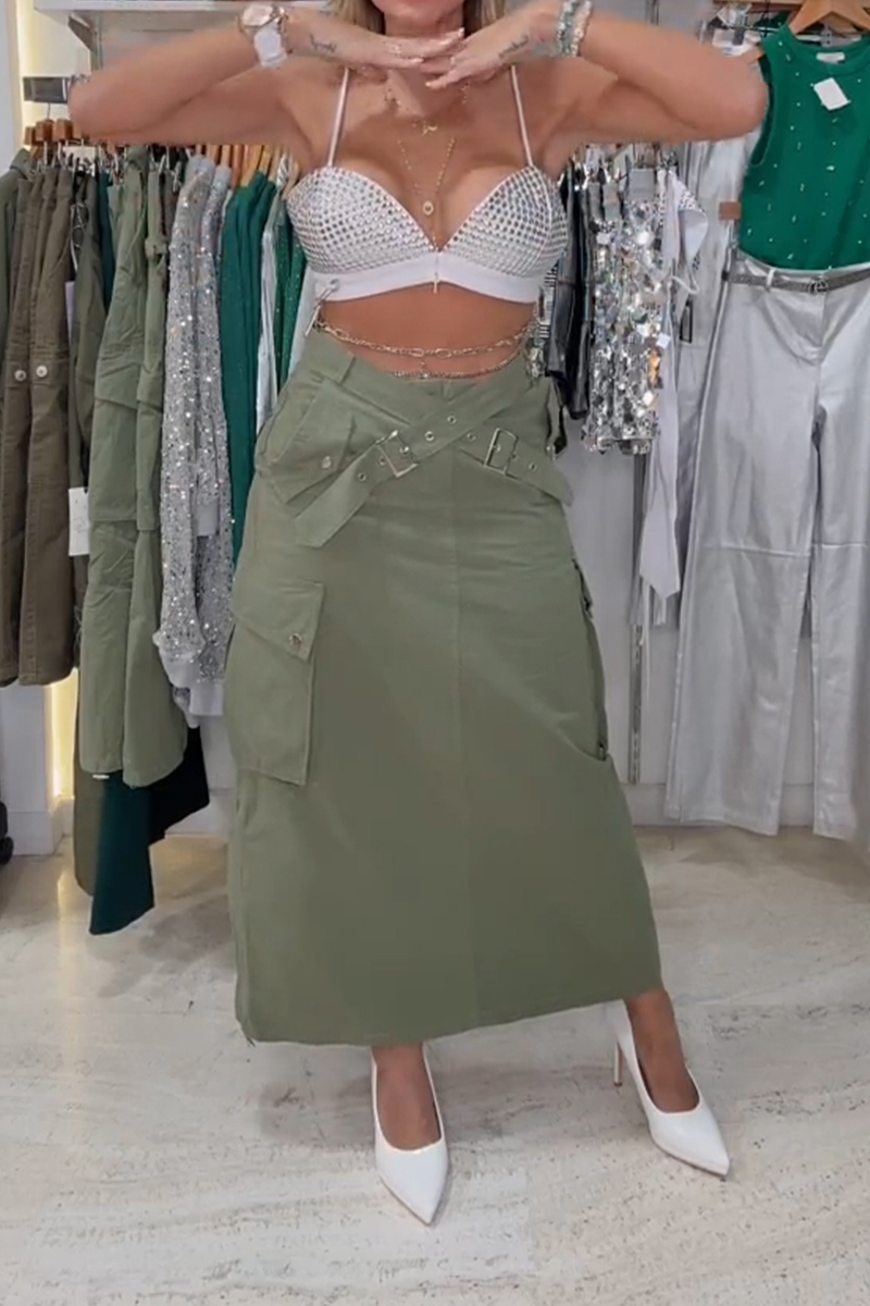 Women's Casual Cargo Pocket Skirt