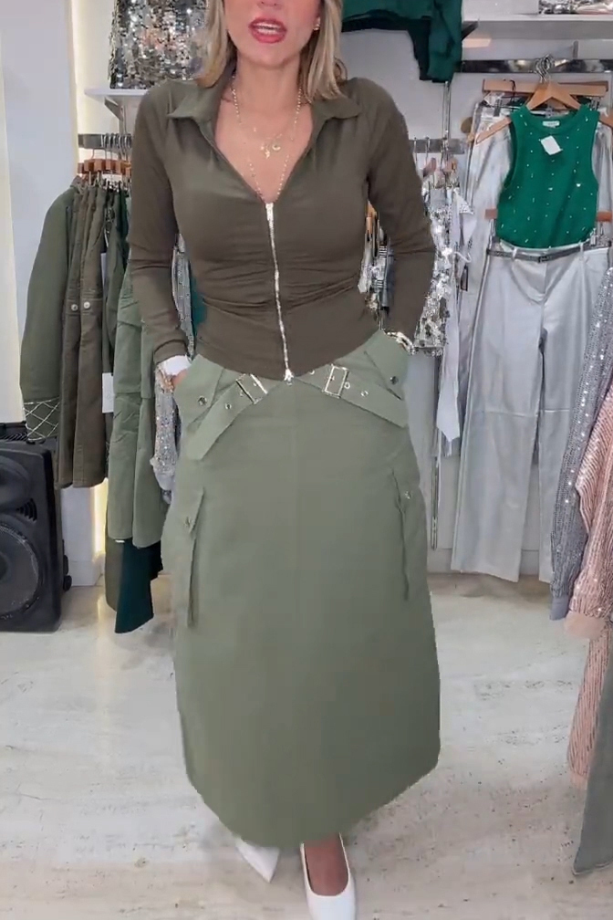 Women's Casual Cargo Pocket Skirt