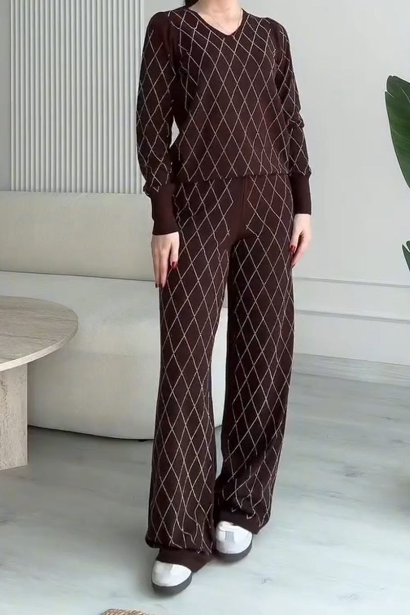 Women's Casual Rhinestone Knit Top & Pants