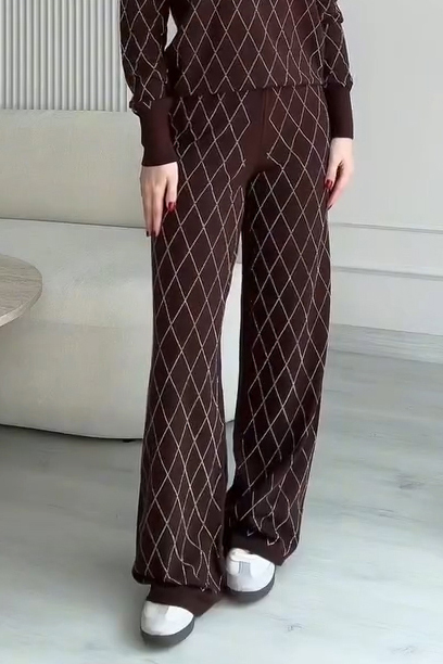 Women's Casual Rhinestone Knit Top & Pants