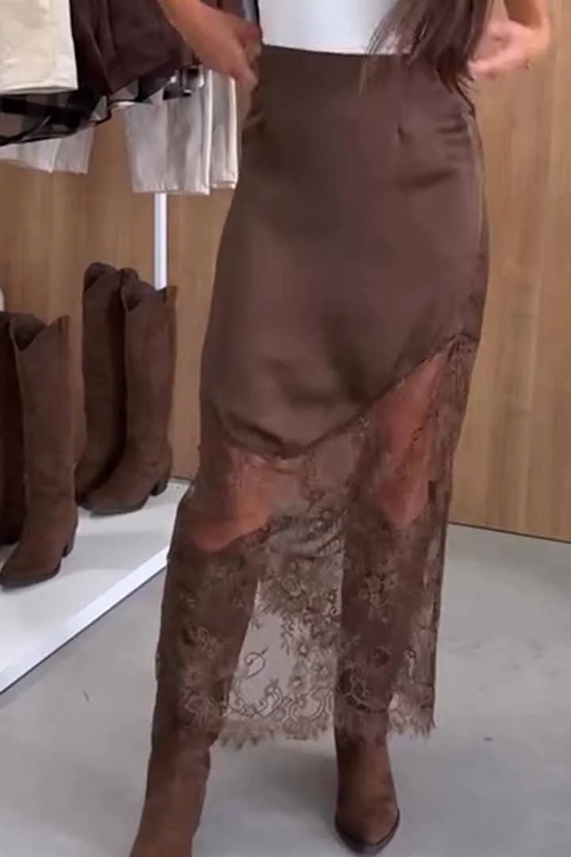 Ladies' Casual Hollow Out Long Skirt