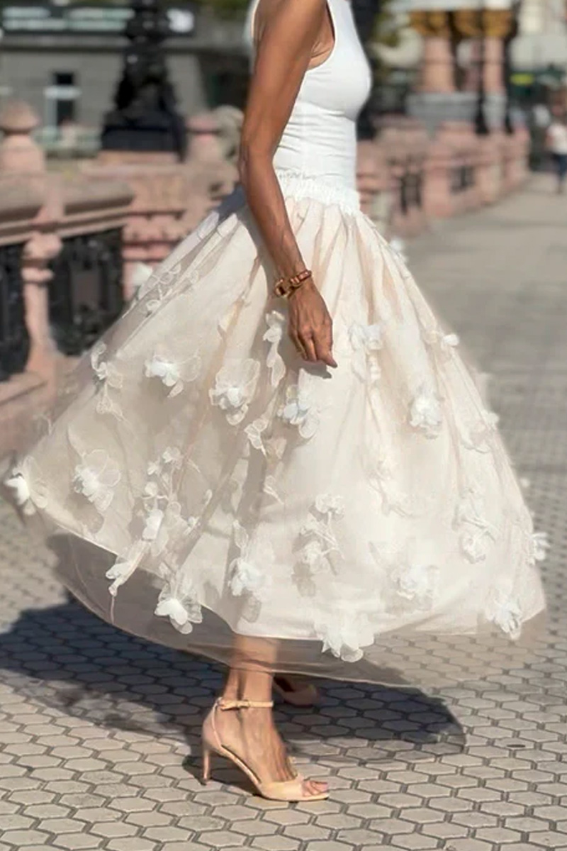 Ladies' Elegant Retro Fashion Mid Length Skirt