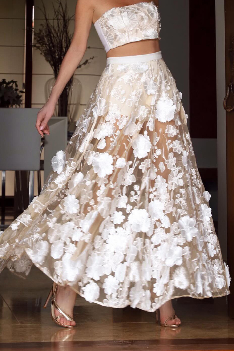 Ladies' Elegant Retro Fashion Lace Midi Skirt