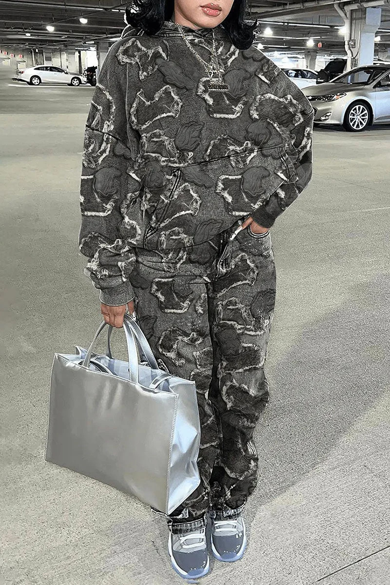 Ladies' Street Letter Cross Pocket  And Straight Leg Pants