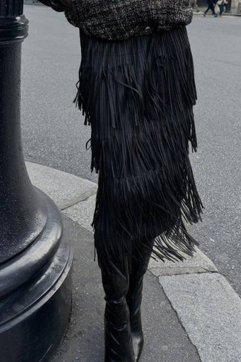 Ladies' Casual Fringe Mid Length Skirt
