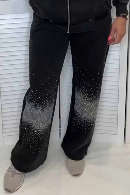Ladies' Casual Sparkling Starry Sky Hoodie And Pants