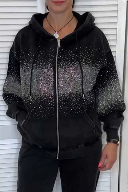 Ladies' Casual Sparkling Starry Sky Hoodie And Pants