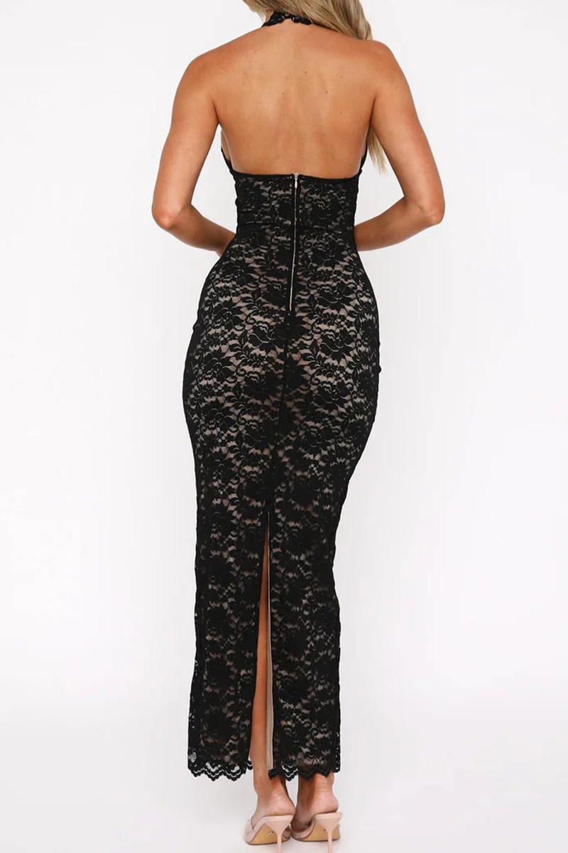 Elegant Women's Halter Neck Long Dress