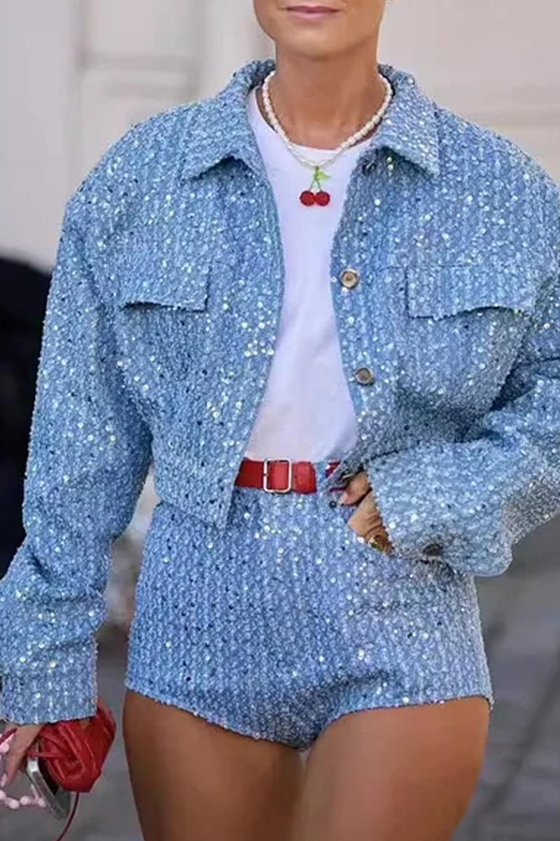 Elegant Women's Top With Rhinestones＆Rhinestone Shorts（Belts Are Not For Sale）