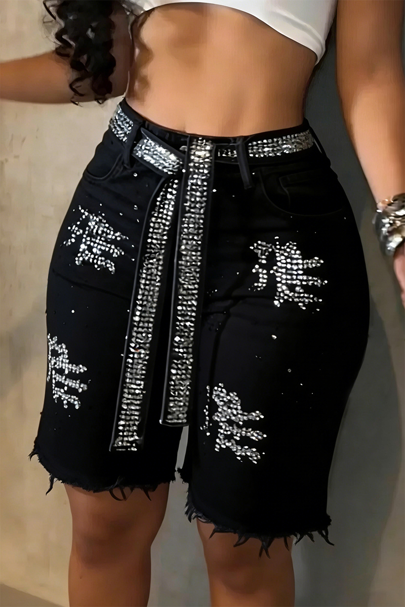 Ladies' Hot Selling Diamond Casual Denim Shorts