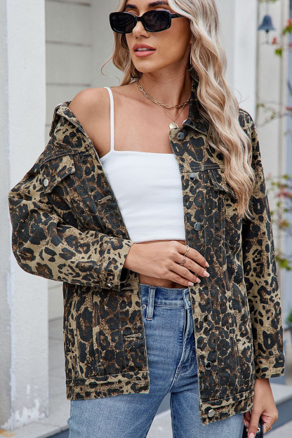 Casual Loose Fit Inside Patch Pocket Denim Jacket