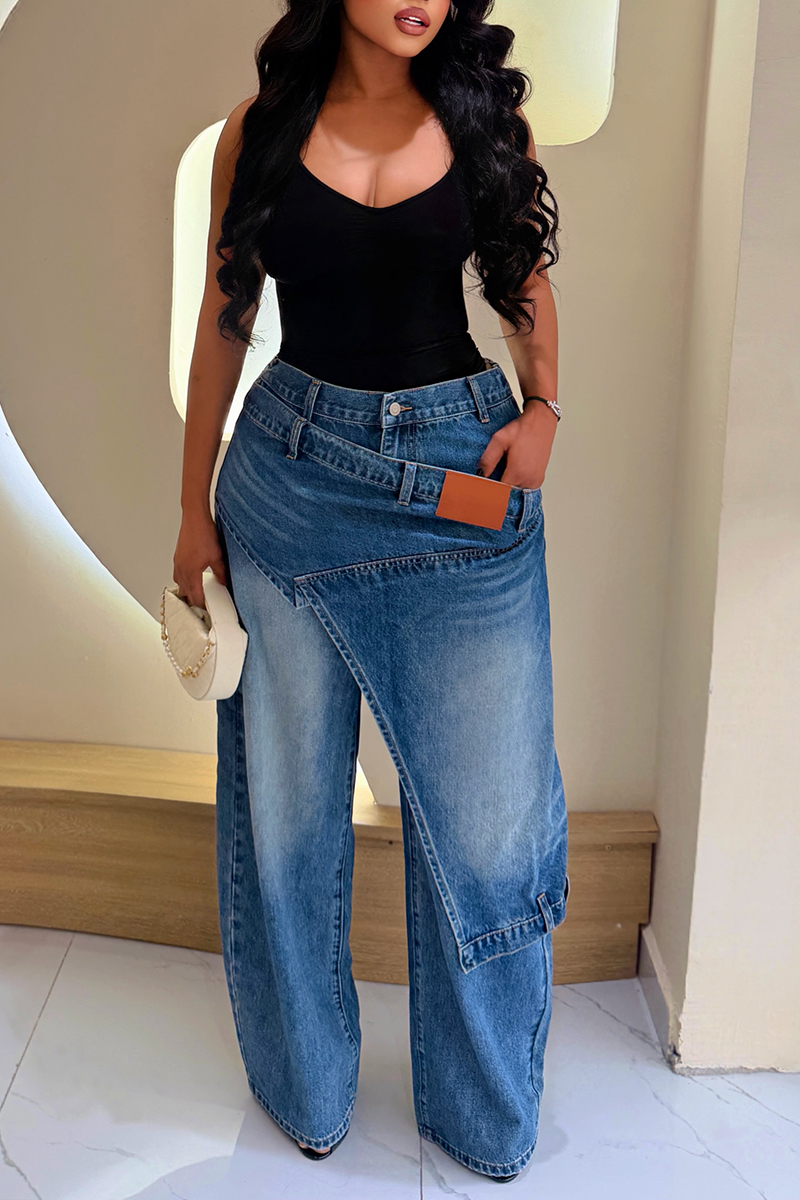 Women's Fashion Hot Selling Casual Asymmetrical Overlapping Jeans