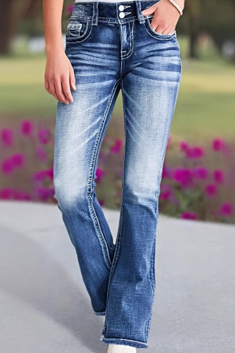 Fashion Embroidered Micro Flare Leg Jeans